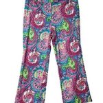Island Republic Crop Pants Casual Mid Rise Pink Blue Paisley Women’s Size 10 Photo 0