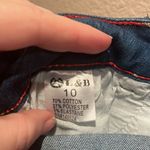 Lucky & Blessed Size 10 Boutique Jeans Blue Serape Fabric details, distressed Photo 11