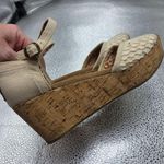 Toms  Cork Wedge Beige Cotton Straps Platform Sling Back Shoes Sandals 6.5 Photo 5