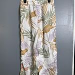 Tahari  Tropical Leaf Print Linen Wide Leg Pants - Tan Sage Lavender White - M Photo 4