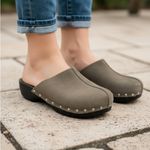 Candie's VTG  Clogs Y2K Wood Brown Leather Chunky‎ Studded 90's Retro 6.5 Photo 0