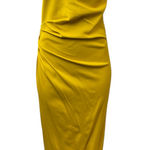 ZARA NEW Womens Yellow Ruched Strapless Bandeau Midi Bodycon Tank Tube Dress M Photo 0