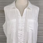 ZAC & RACHEL Sleeveless Button Down Collared Tank Pleated Front White Photo 1
