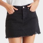 American Eagle  Outfitters Button Fly Black Raw Hem Mini Jean Skirt Size 0 Photo 0