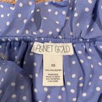 Planet Gold  Ruffled Peplum Polka Dot Blue Top Photo 3
