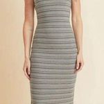 Marine layer  Dress Medium Black White Lexi Daytime Midi Knit Ribbed Tank Striped Photo 0