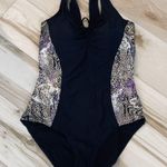 1Pc Swimsuit Ladies Tank Black Printed Side With Adjustable Back Tie Size XXL Photo 1