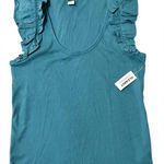 Old Navy  Women’s Blue Ribbed Tank Top Ruffled‎ Sleeveless Shirt Size Large NWT Photo 0