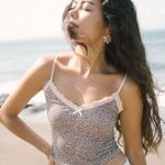 Dazy Leopard print cami with pink lace trim Brown Size XS Photo 0