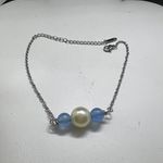 Handmade White pearl bead chain bracelet with Crystal beads Photo 0