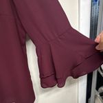 Soho  Deep Burgundy Ruffle Sleeve Blouse Photo 2
