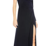 Mac Duggal ‎ 26039 Midnight One Shoulder Long Sleeve Asymmetric Formal Gown NWT Photo 0