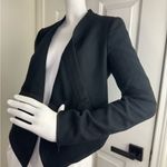 BCBGMAXAZRIA Abbey Blazer Jacket Black Asymmetrical Open-Front Crop S Photo 2