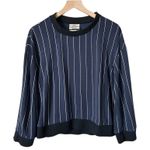 Baum Und Pferdgarten Jannet Sweatshirt Top in Navy Cream Pinstripe Size Large Blue Photo 0