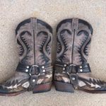 Stetson Western Harness Cowboy Boots Men 6.5 Biker Outlaw Snip Toe Handcrafted Leather Festival Rocker Brown Photo 0