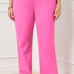 Talbots Size 16 Pink Wide Leg Mid Rise Twill Pants Pockets Photo 0