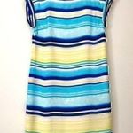 Tommy Hilfiger Blue Yellow White Stripe Work Office Party Shift Dress Small S Photo 0