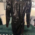 Mac Duggal 26724 Black Sequined Structured Long Sleeve Black Cocktail Mini Dress NWT Size 4 MSRP $258 Photo 2