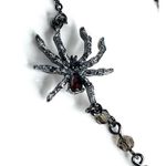 Betsey Johnson NEW SPIDERWEB NECKLACE 35" Long Beads Red Stone Heart Spider Web Photo 4