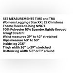 Time And Tru  Womens Leggings Size XXL 22 Christmas Theme Fleeced Lining NWOT Photo 5