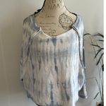 Free People  TIE DYE Oversized Sweatshirt Cotton Blue Crop Dolman Sleeves Small‎ Photo 0