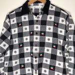 Dress Barn winter snowman plaid checkered button down long sleeve top size Large Photo 1