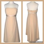 Alfred Angelo Champagne Chiffon Overlay Formal Prom Hi/Lo Strapless Dress M Photo 2