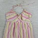 Old Navy Halter Dress Womens M Multicolor Striped Baby Doll Smocked Cinch Maxi Photo 10