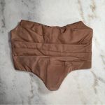 H:ours Ariella Corset Top Khaki Brown Ruched Strapless Boned Bodice Photo 4