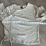 Wild Fable Shirt Womens Teens Large Ruched Cropped Long Sleeve Gray Photo 4