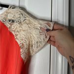 Maeve  Cream Lace Cap Sleeves Orange Blouse Short Sleeve Top Size Small Anthro Photo 5