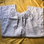 BeachLunchLounge  Pinstripe White Tan Bow Tie Casual Beach Pull On Pants Small Photo 3