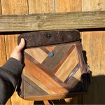 Fossil  MULTICOLOR PATCHWORK CROSSBODY BROWNS/TAN leather purse hobo lines fall Photo 7