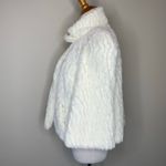 High Neck Faux Fur Textured Jacket Cream Sz Small Photo 2