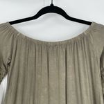 Beverly Hills Polo Club POL Women's Olive Green Off Shoulder Bell Sleeve Boho Lace Trim Top Size Small Photo 8