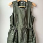 Athleta Wanderabout 100% Linen Olive Green Utility Tunic Length Zip Vest S Photo 11