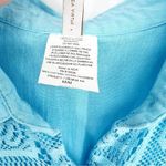 Becca  Mesh Button Down Belted Bathing Suit Cover‎ Up M Blue Photo 6