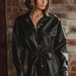 12th Tribe Faux Leather Blazer Dress Photo 3