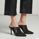 Chloé NEW Chloe Eva Leather Suede Scalloped Pounted Toe Backless Mule Heels Gray 36.5 Photo 1