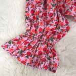 WAYF  Pink‎ Rose Floral Sweetheart Ruched Peplum Top Cottagecore Coquette Small Photo 3