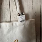 Bride Wedding Celebration Marriage Canvas Tote Bag with Gold Script Photo 1