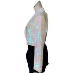 NWOT VENUS Iridescent Pastel Sequin Blazer Jacket Sparkly Party Holiday Glam S White Photo 2