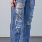 Hidden Jeans Hidden TRACEY Distressed high-rise straight Blue Women's Jeans sz 27 Photo 0