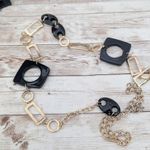 Vintage Necklace Extra Long Geometric Black & Gold Tone Photo 7