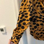 J.Crew  Women's Ruffle Front Satin Top - Black and Tan Size Small V-Neck Photo 3