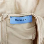 Mugler Logo Plaque Sheer Panel Long Sleeve Stretch Bodycon Mini Dress Neutral 40 Photo 1