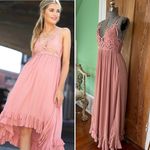 Free People  One Adella Crochet Boho Romantic Maxi Slip Dress FairyCore Sz XS Photo 2