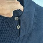 H&M NEW Navy Blue Fisherman Sweater Shawl Collar Long Sleeve Preppy Wool Winter Photo 3