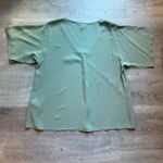 Eileen Fisher Silk Georgette Crepe V-neck Short Sleeves Blouse Size L Color Sea Photo 7
