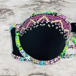 Victoria's Secret | Swim Strapless Top | Black Multicolored Embroidered | 34B Photo 1